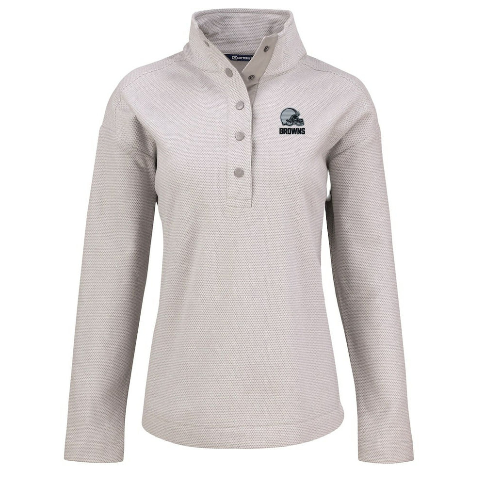 Cutter & Buck Women's Hunts Point Eco Textured Fleece Recycled Quarter-Snap Pullover - Cleveland Browns Pullover