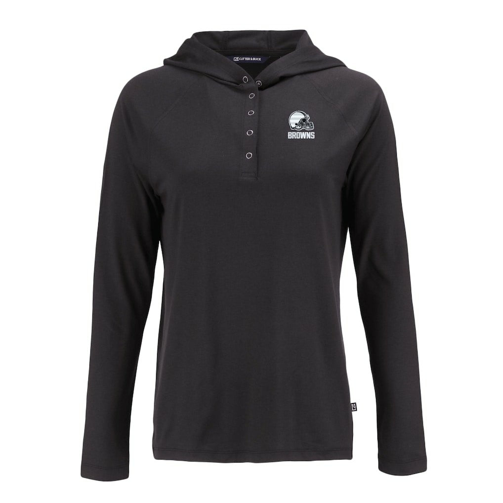 Cutter & Buck Women's Coastline Epic Comfort Eco Recycled Quarter-Snap Long Sleeve Hoodie T-Shirt - Cleveland Browns Hoodies