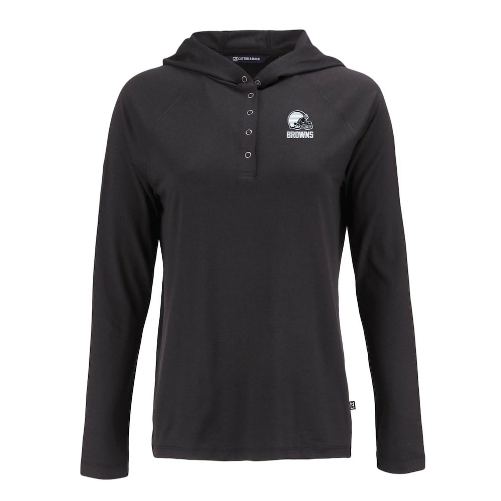 Cutter & Buck Women's Coastline Epic Comfort Eco Recycled Quarter-Snap Long Sleeve Hoodie T-Shirt - Cleveland Browns Hoodies