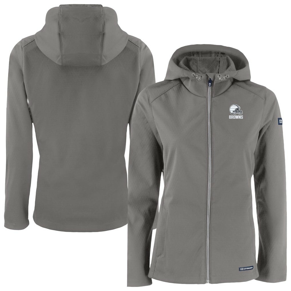 Cutter & Buck Women's Evoke Eco Softshell Recycled Full-Zip Hoodie Jacket - Cleveland Browns Hoodies