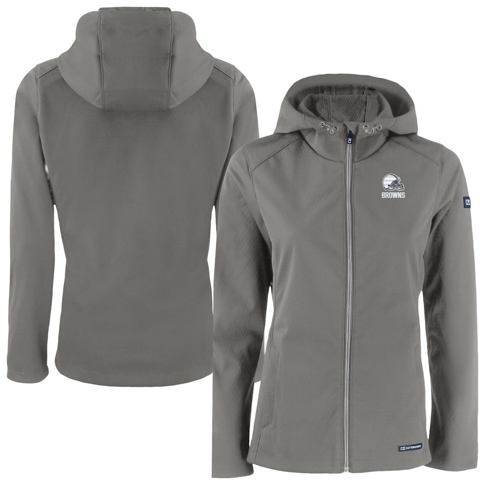 Cutter & Buck Women's Evoke Eco Softshell Recycled Full-Zip Hoodie Jacket - Cleveland Browns Hoodies