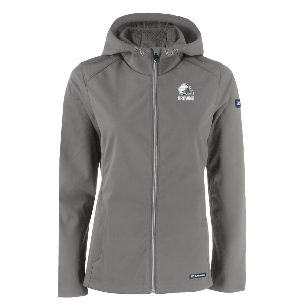 Cutter & Buck Women's Evoke Eco Softshell Recycled Full-Zip Hoodie Jacket - Cleveland Browns Hoodies