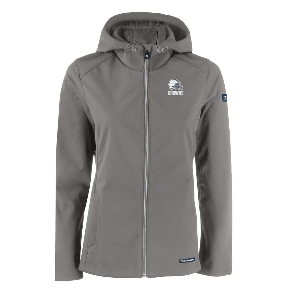 Cutter & Buck Women's Evoke Eco Softshell Recycled Full-Zip Hoodie Jacket - Cleveland Browns Hoodies