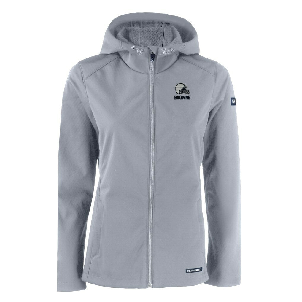 Cutter & Buck Women's Evoke Eco Softshell Recycled Full-Zip Hoodie Jacket - Cleveland Browns Hoodies