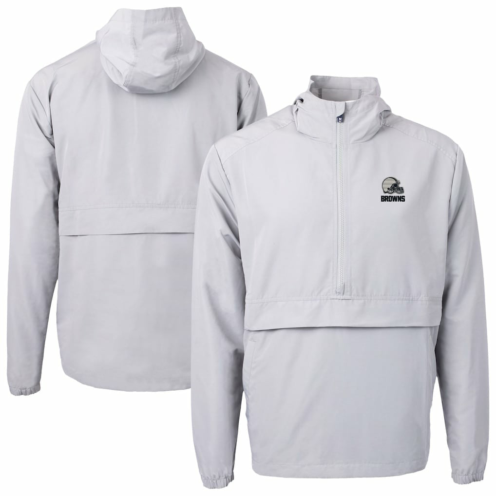 Cutter & Buck Charter Eco Recycled Anorak Half-Zip Hoodie Jacket - Cleveland Browns Hoodies