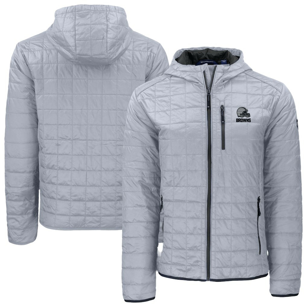 Cutter & Buck Rainier Primaloft Eco Full-Zip Hooded Jacket - Cleveland Browns Jackets