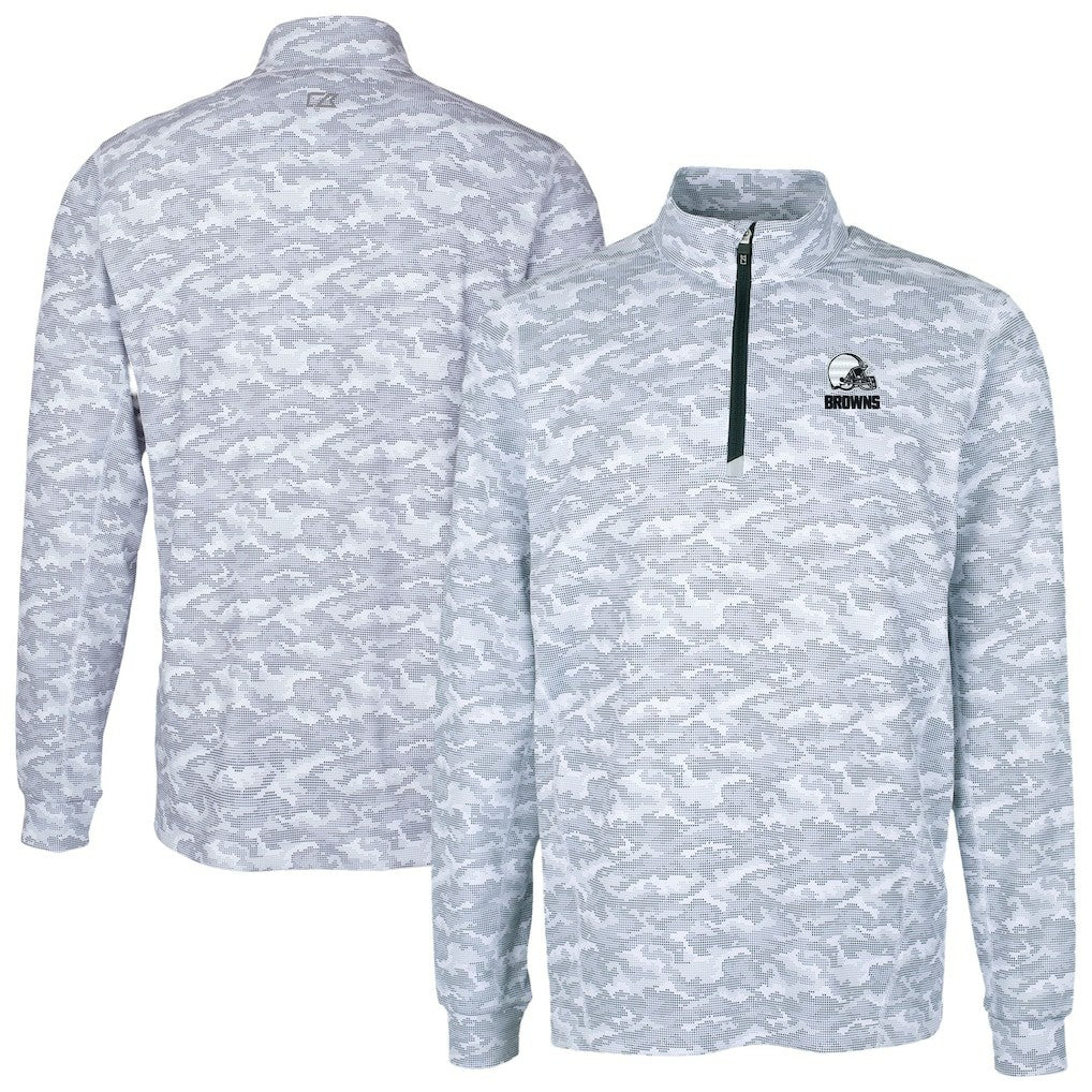 Cutter & Buck Big & Tall Traverse Stretch Eco Camo Print Quarter-Zip Top - Cleveland Browns Tops