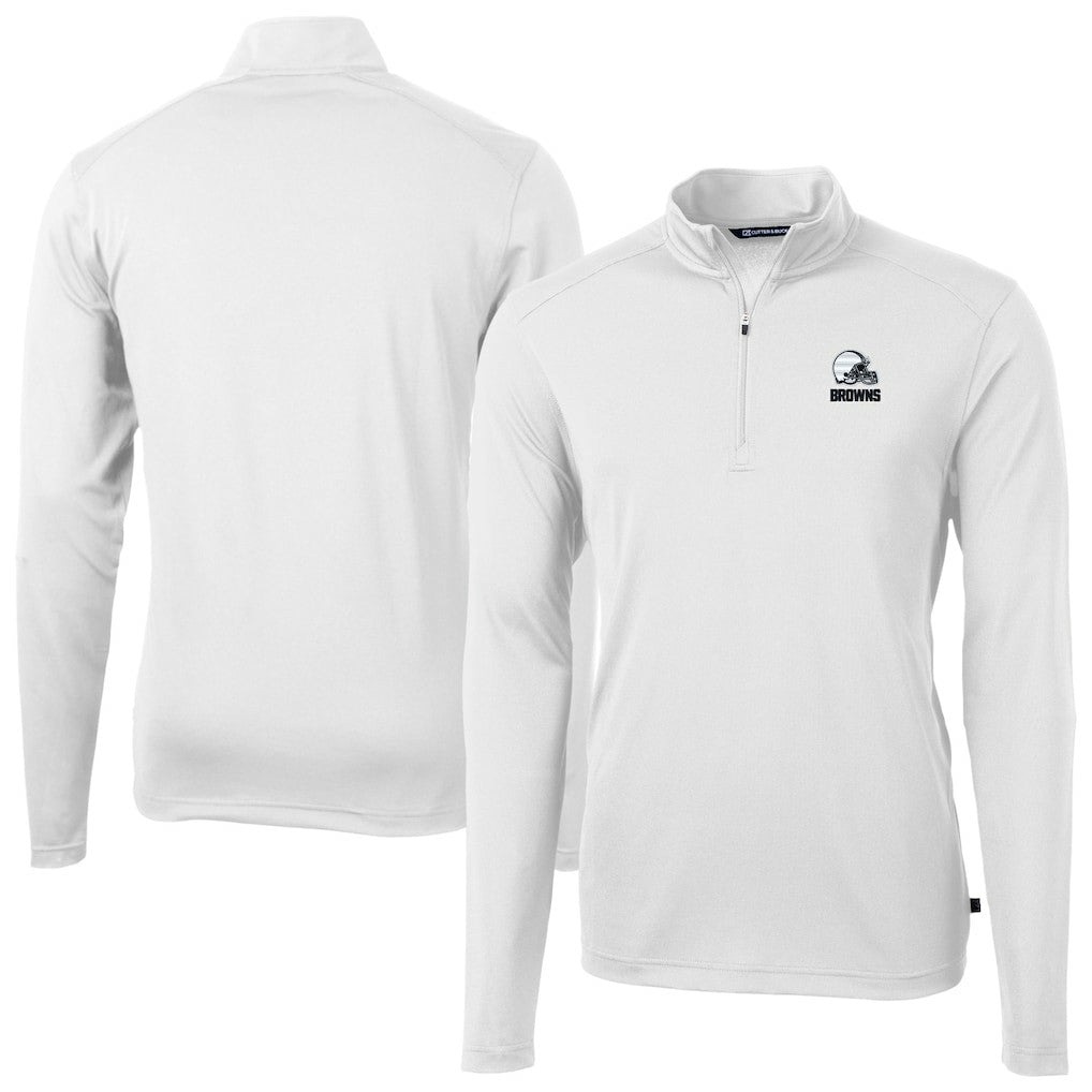 Cutter & Buck Big & Tall Virtue Eco Pique Recycled Quarter-Zip Pullover Top - Cleveland Browns Pullover
