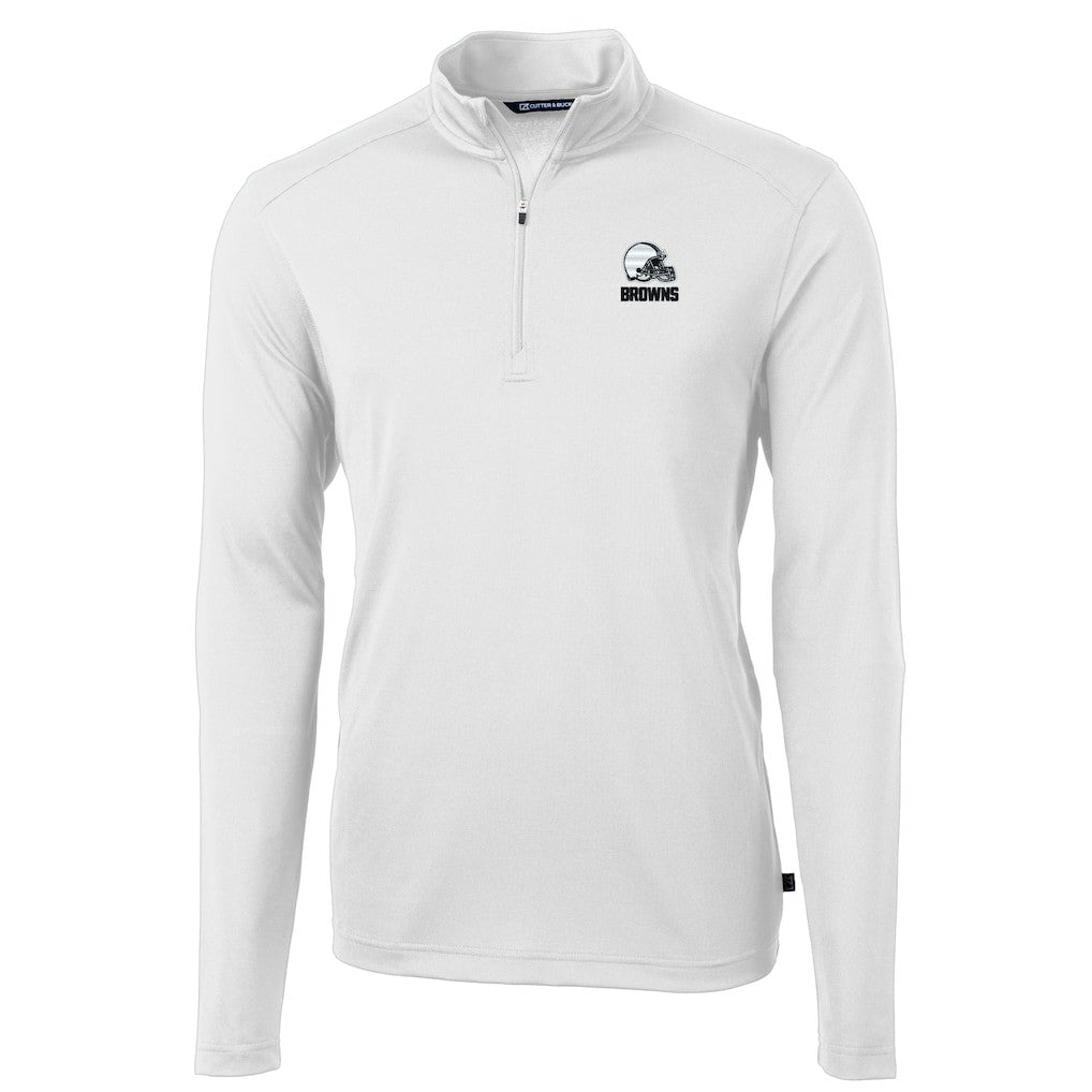 Cutter & Buck Big & Tall Virtue Eco Pique Recycled Quarter-Zip Pullover Top - Cleveland Browns Pullover