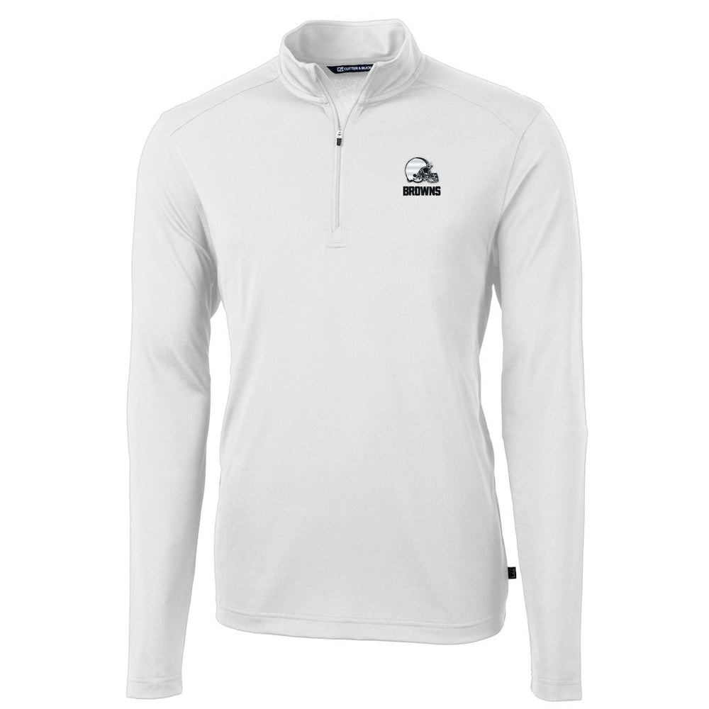 Cutter & Buck Big & Tall Virtue Eco Pique Recycled Quarter-Zip Pullover Top - Cleveland Browns Pullover