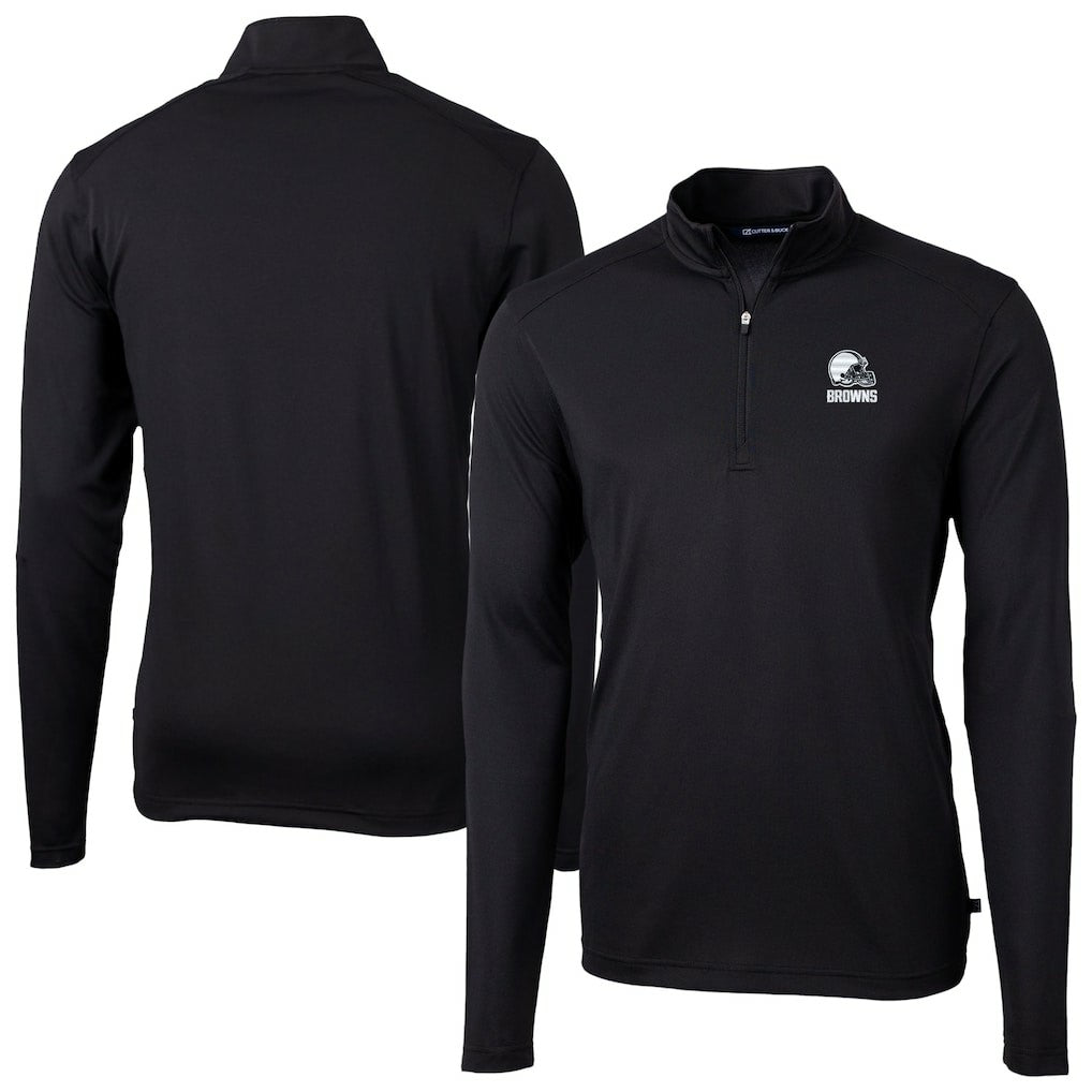 Cutter & Buck Big & Tall Virtue Eco Pique Recycled Quarter-Zip Pullover Top - Cleveland Browns Pullover