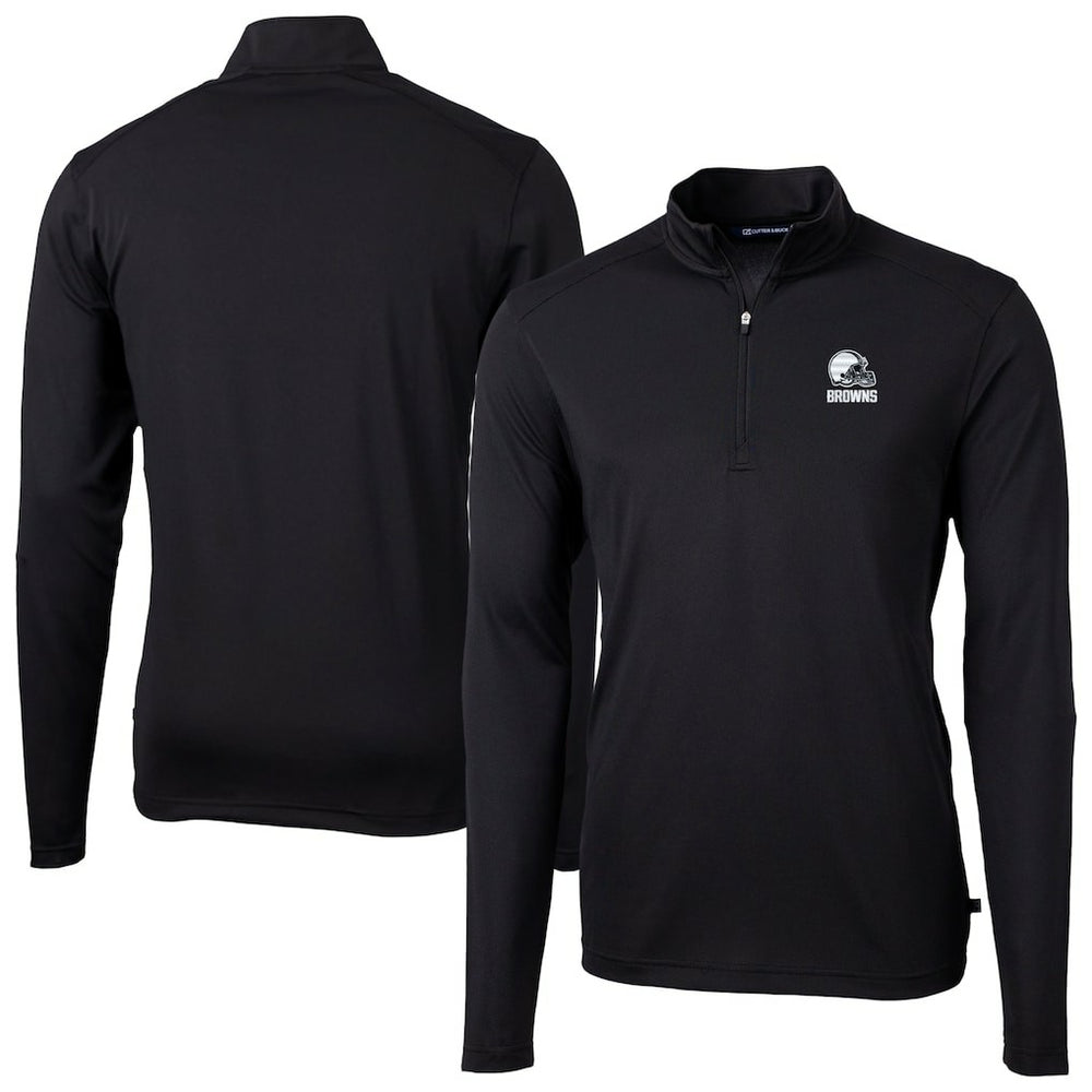 Cutter & Buck Big & Tall Virtue Eco Pique Recycled Quarter-Zip Pullover Top - Cleveland Browns Pullover