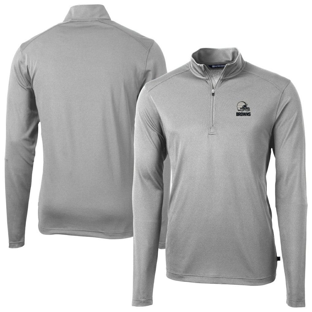 Cutter & Buck Big & Tall Virtue Eco Pique Recycled Quarter-Zip Pullover Top - Cleveland Browns Pullover