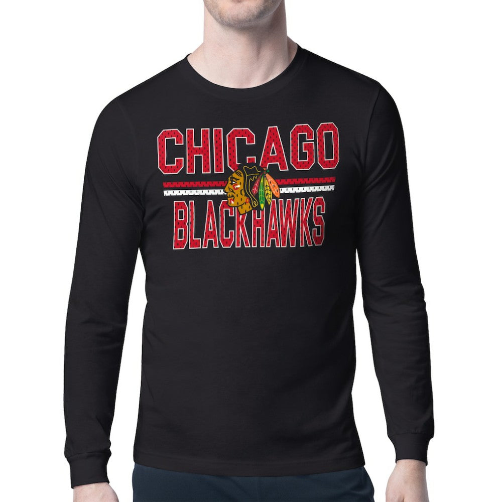 NHL Chicago Blackhawks Starter Mesh Look Team Name Long Sleeve T-Shirt