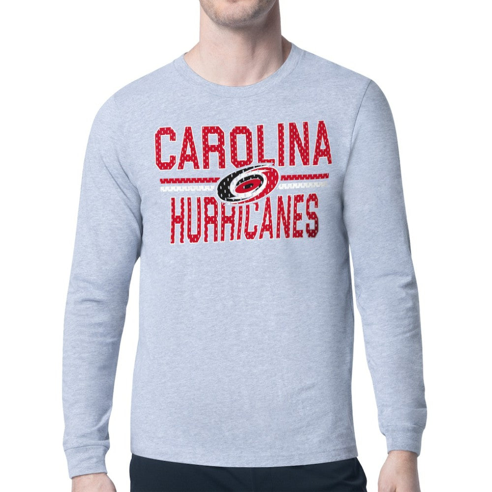 NHL Carolina Hurricanes Starter Mesh Look Team Name Logo Long Sleeve T-Shirt