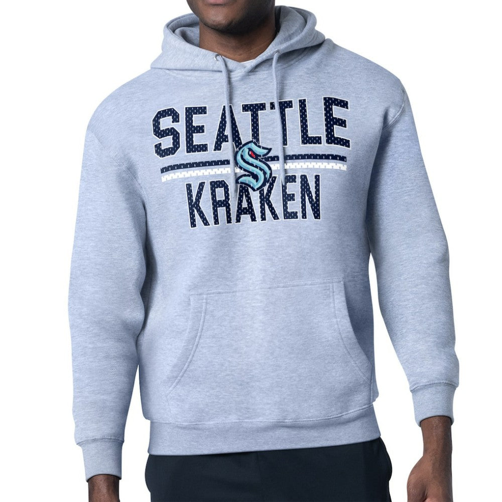 NHL Seattle Kraken Starter Mesh Look Team Name Logo Tri-Blend Pullover Hoodie