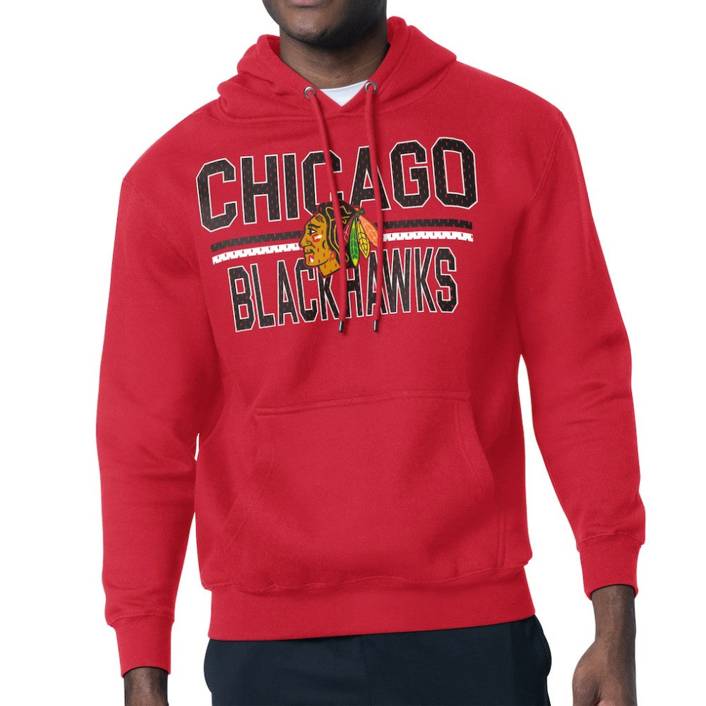 NHL Chicago Blackhawks Starter Mesh Look Team Name Logo Tri-Blend Pullover Hoodie
