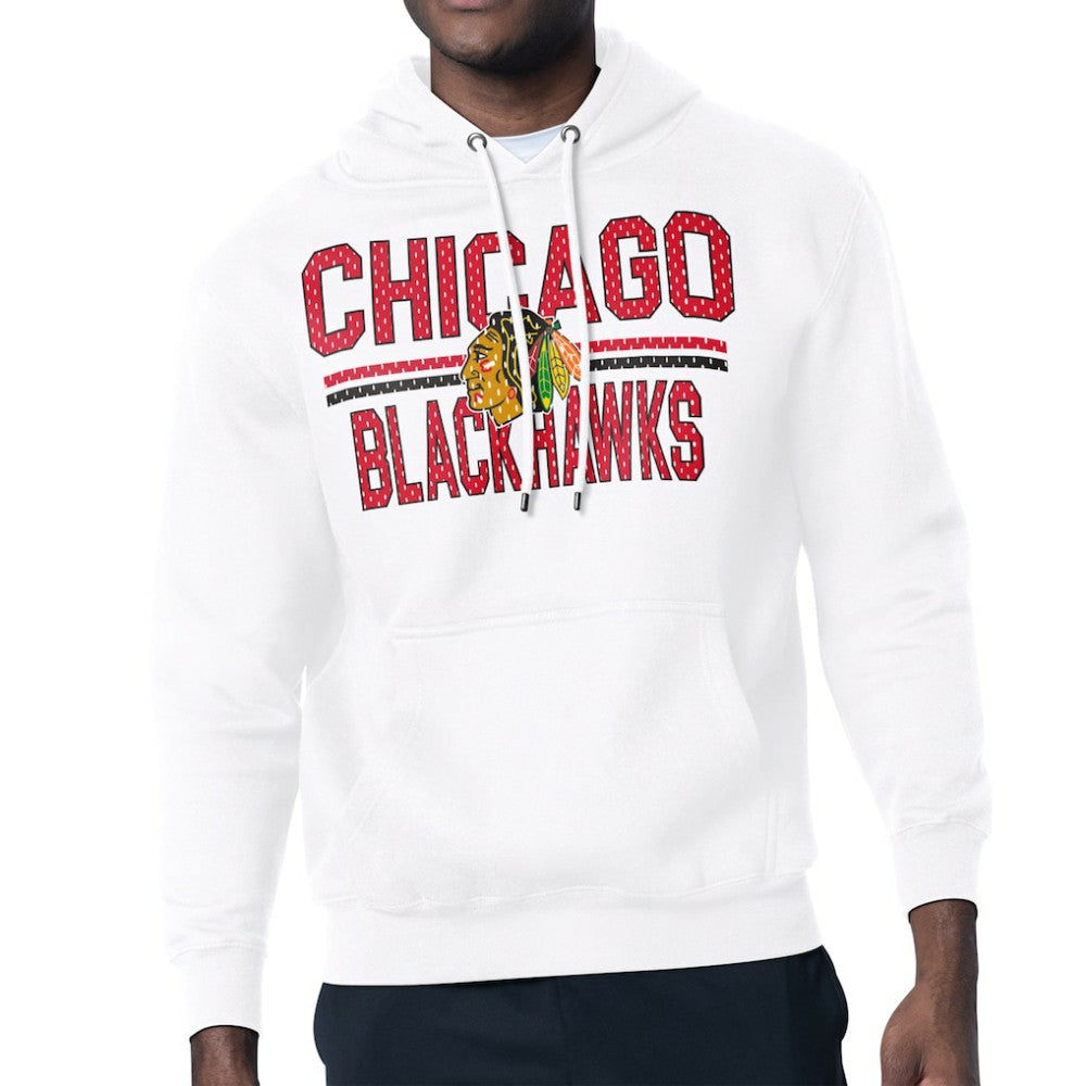 NHL Chicago Blackhawks Starter Mesh Look Team Name Logo Tri-Blend Pullover Hoodie