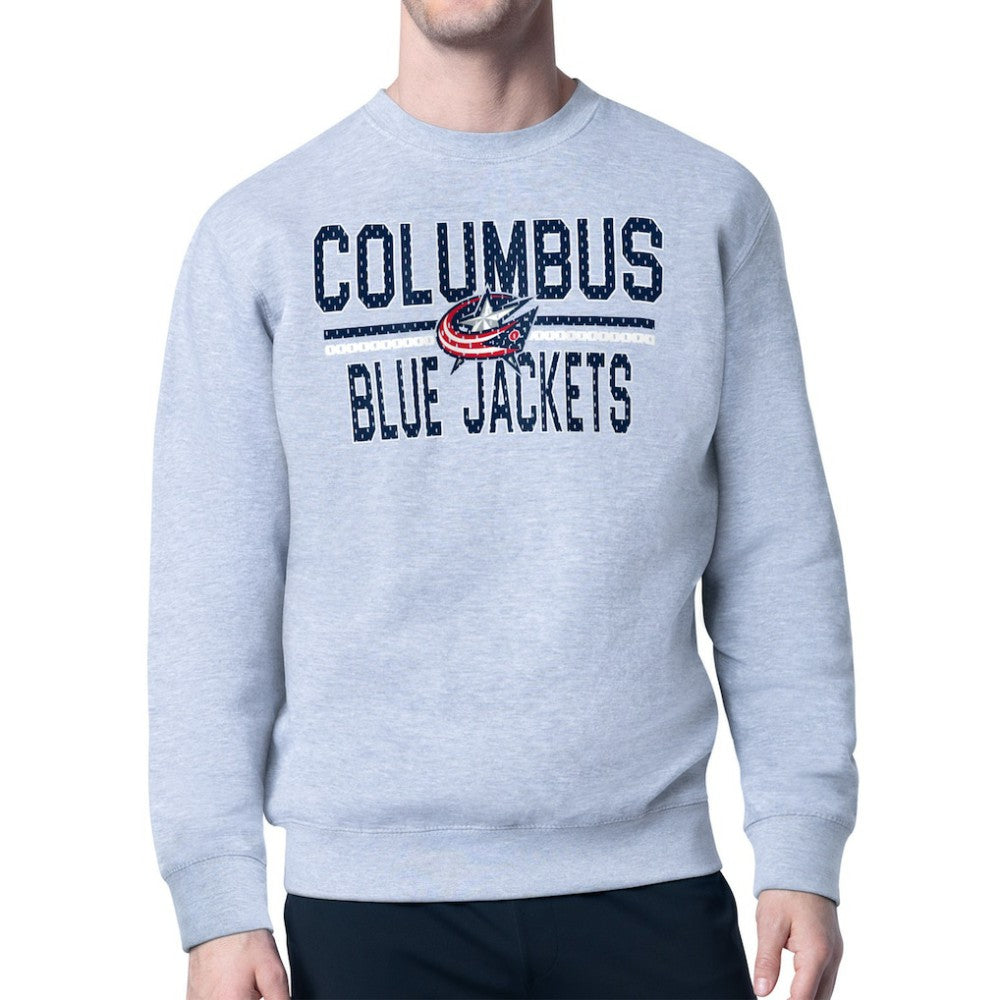 NHL Columbus Blue Jackets Starter Mesh Look Team Name Logo Pullover Sweatshirt