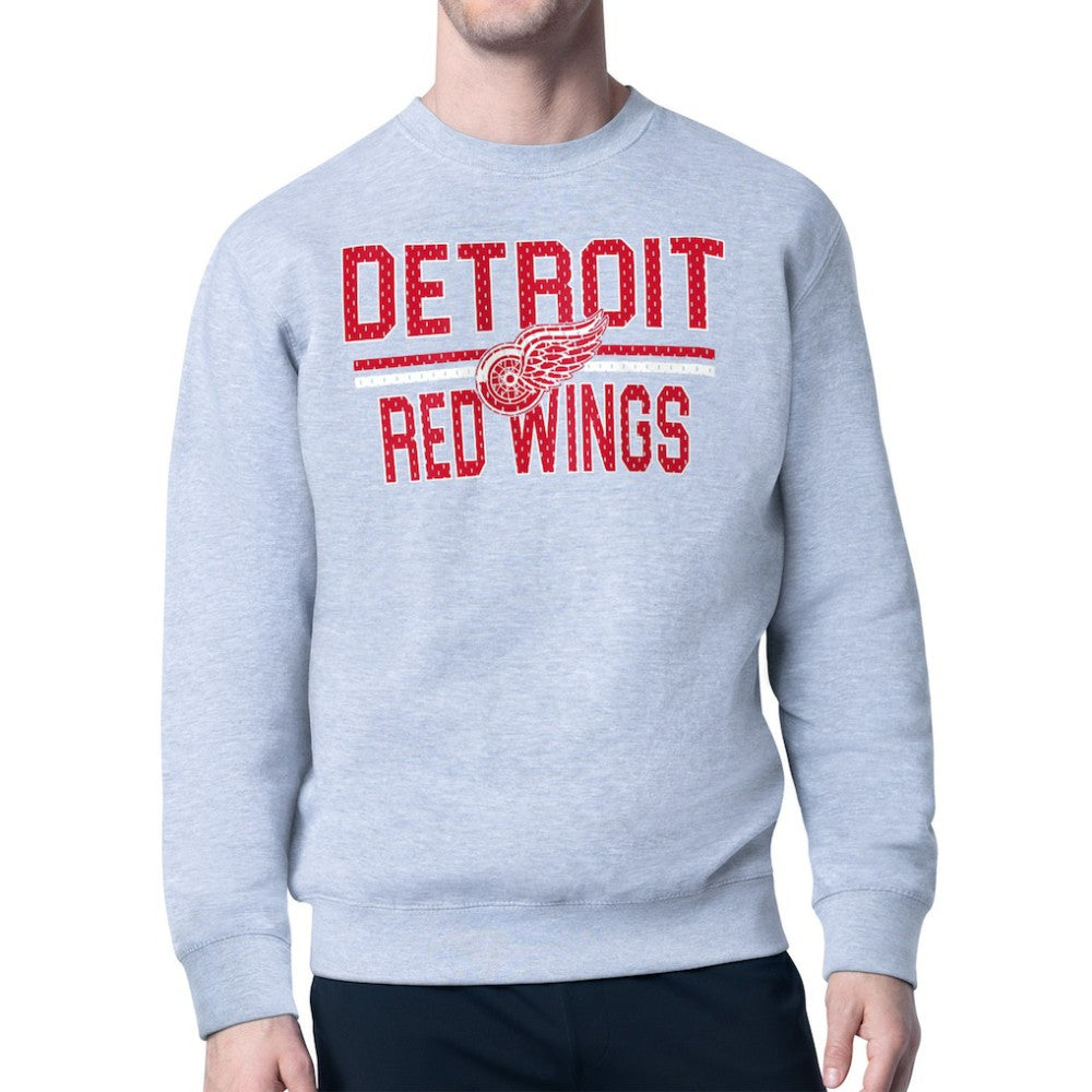 NHL Detroit Red Wings Starter Mesh Look Team Name Logo Pullover Sweatshirt