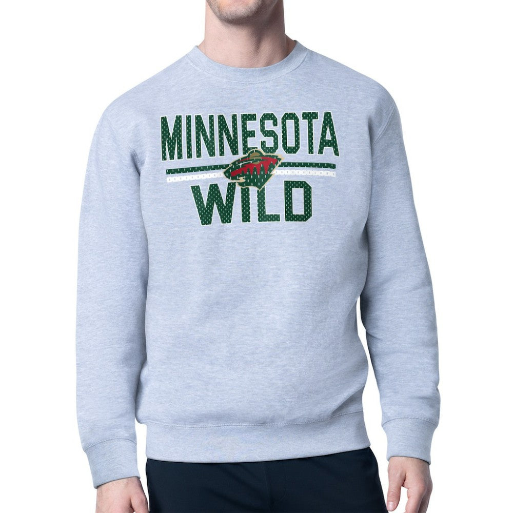 NHL Minnesota Wild Starter Mesh Look Team Name Logo Pullover Sweatshirt