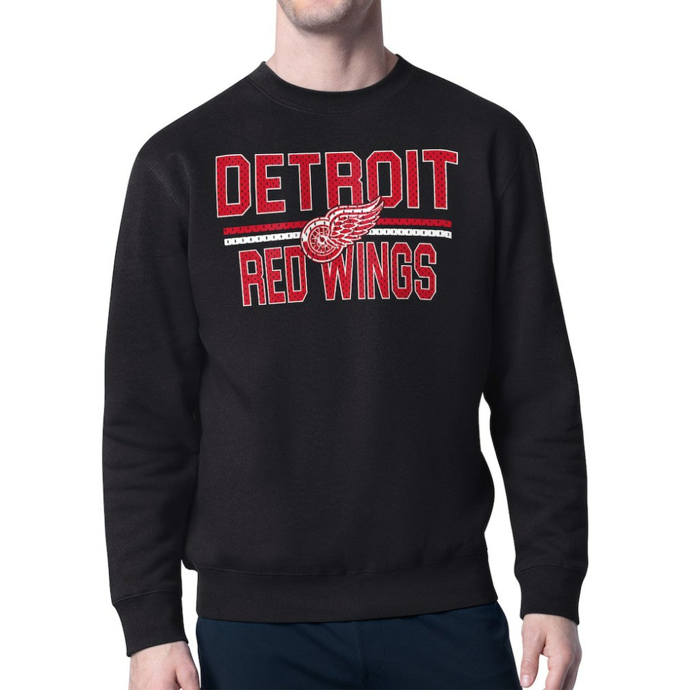 NHL Detroit Red Wings Starter Mesh Look Team Name Logo Pullover Sweatshirt