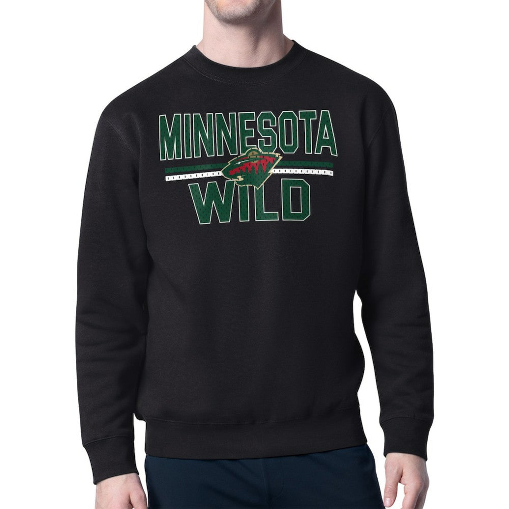 NHL Minnesota Wild Starter Mesh Look Team Name Logo Pullover Sweatshirt