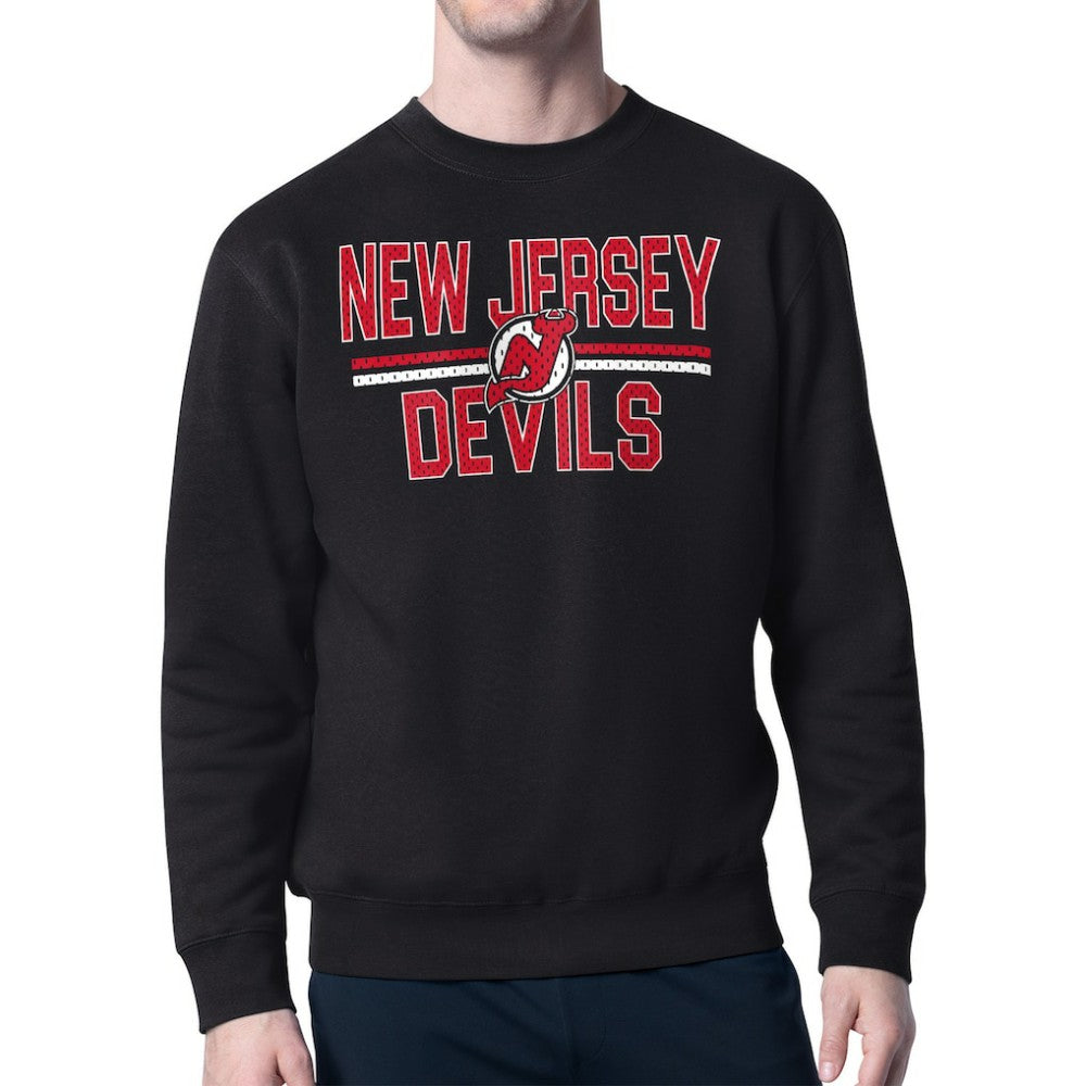 NHL New Jersey Devils Starter Mesh Look Team Name Logo Pullover Sweatshirt