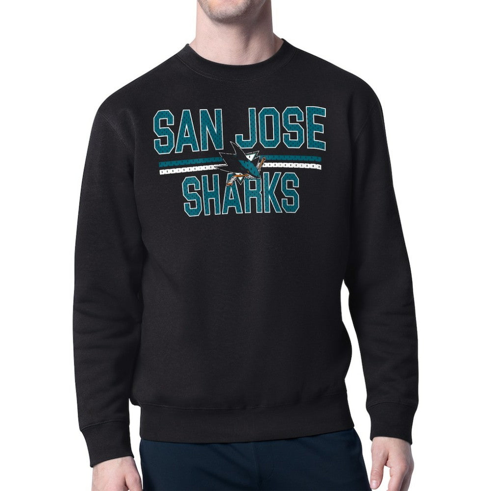 NHL San Jose Sharks Starter Mesh Look Team Name Logo Pullover Sweatshirt