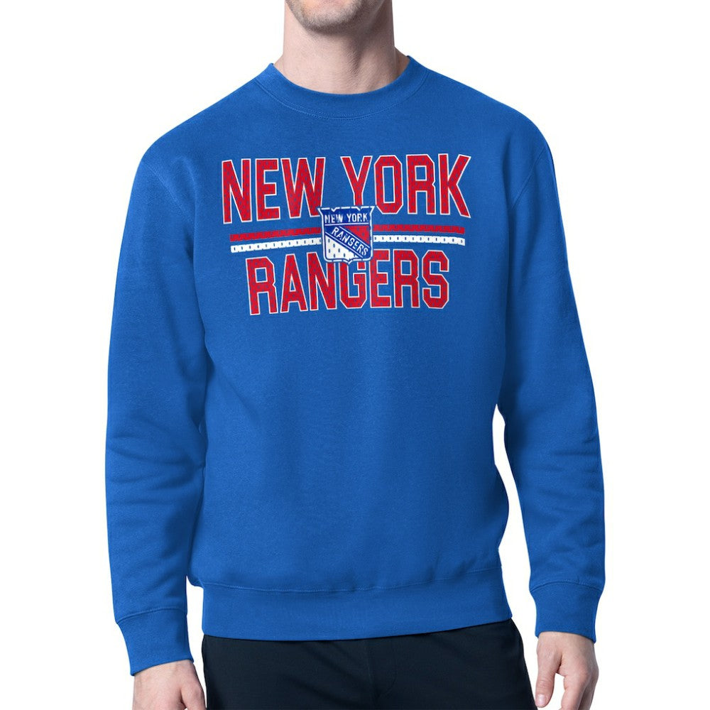 NHL New York Rangers Starter Mesh Look Team Name Logo Pullover Sweatshirt