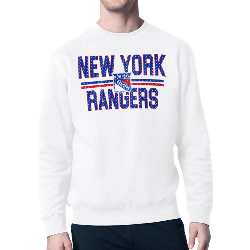 NHL New York Rangers Starter Mesh Look Team Name Logo Pullover Sweatshirt