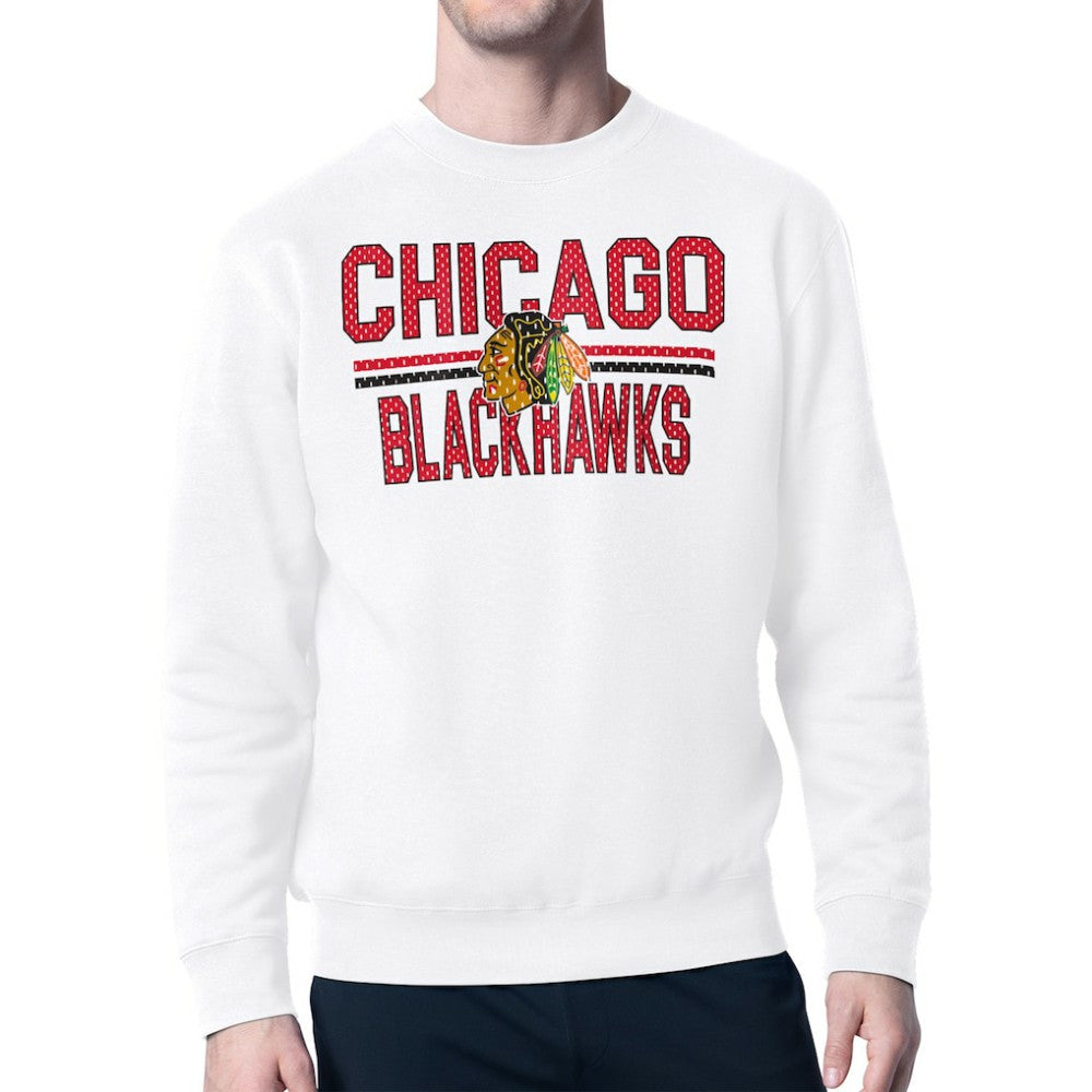 NHL Chicago Blackhawks Starter Mesh Look Team Name Logo Pullover Sweatshirt