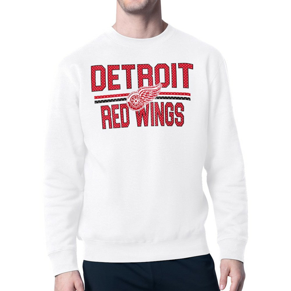 NHL Detroit Red Wings Starter Mesh Look Team Name Logo Pullover Sweatshirt