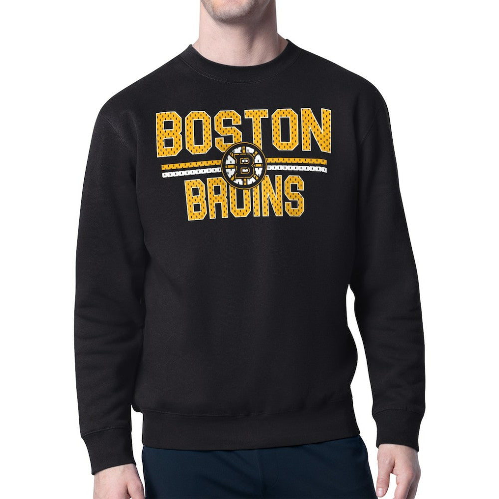 NHL Boston Bruins Starter Mesh Look Team Name Logo Pullover Sweatshirt