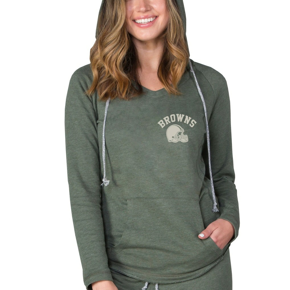 Concepts Sport Women's Mainstream Terry Tri-Blend V-Neck Pullover Hoodie - Cleveland Browns Hoodies