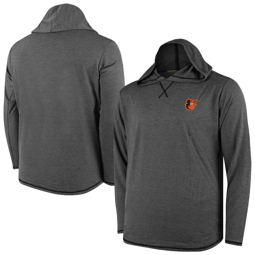 Black Baltimore Orioles Butter Stripe Tri-Blend Long Sleeve Hoodie T-Shirt - Black
