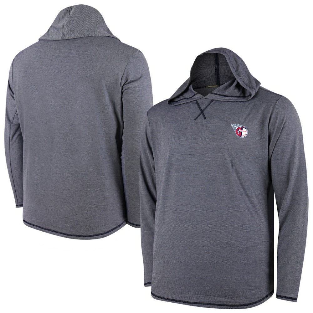 Navy Cleveland Guardians Butter Stripe Tri-Blend Long Sleeve Hoodie T-Shirt - Navy