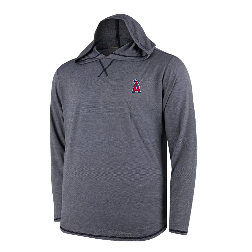 Navy Los Angeles Angels Butter Stripe Tri-Blend Long Sleeve Hoodie T-Shirt - Navy
