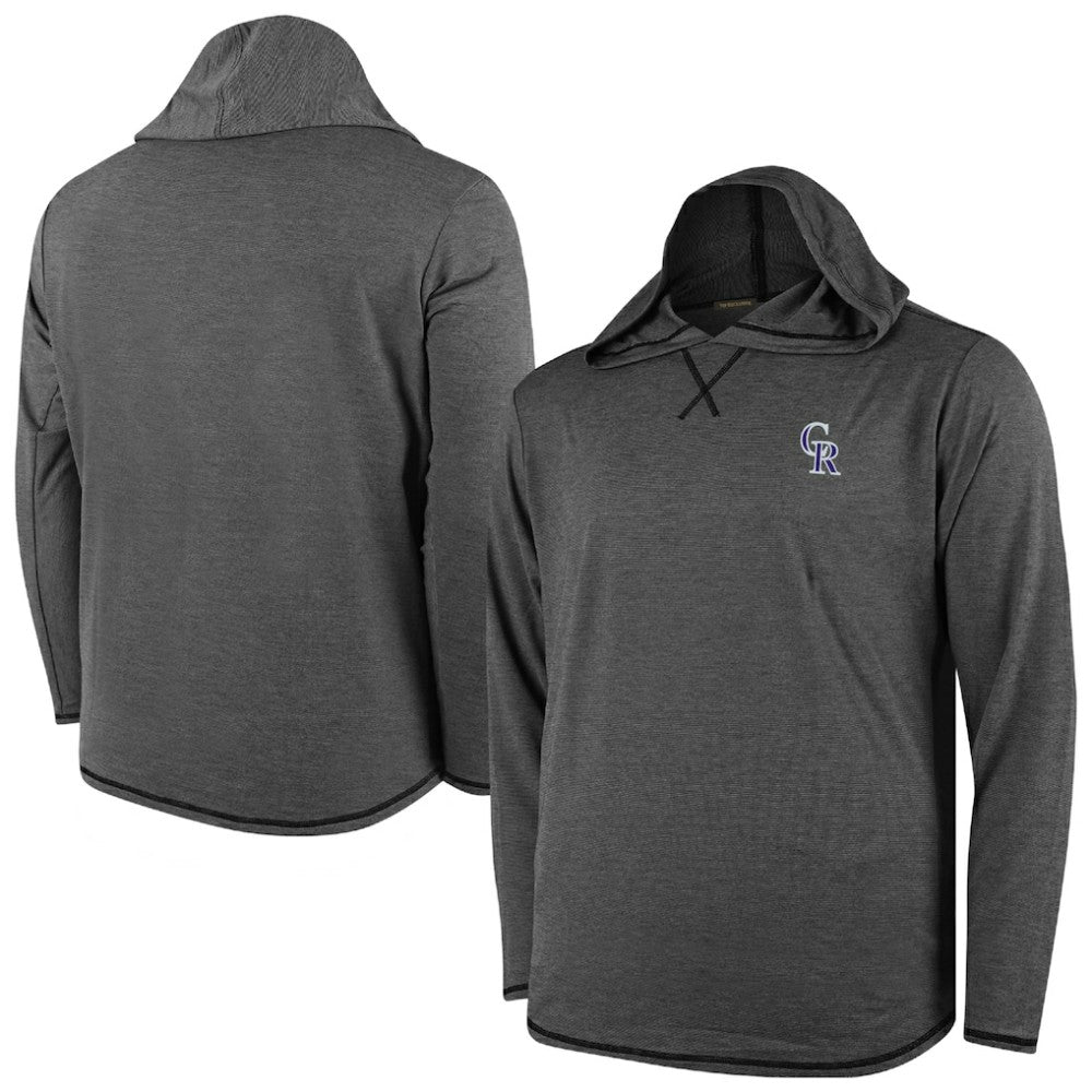 Black Colorado Rockies Butter Stripe Tri-Blend Long Sleeve Hoodie T-Shirt - Black