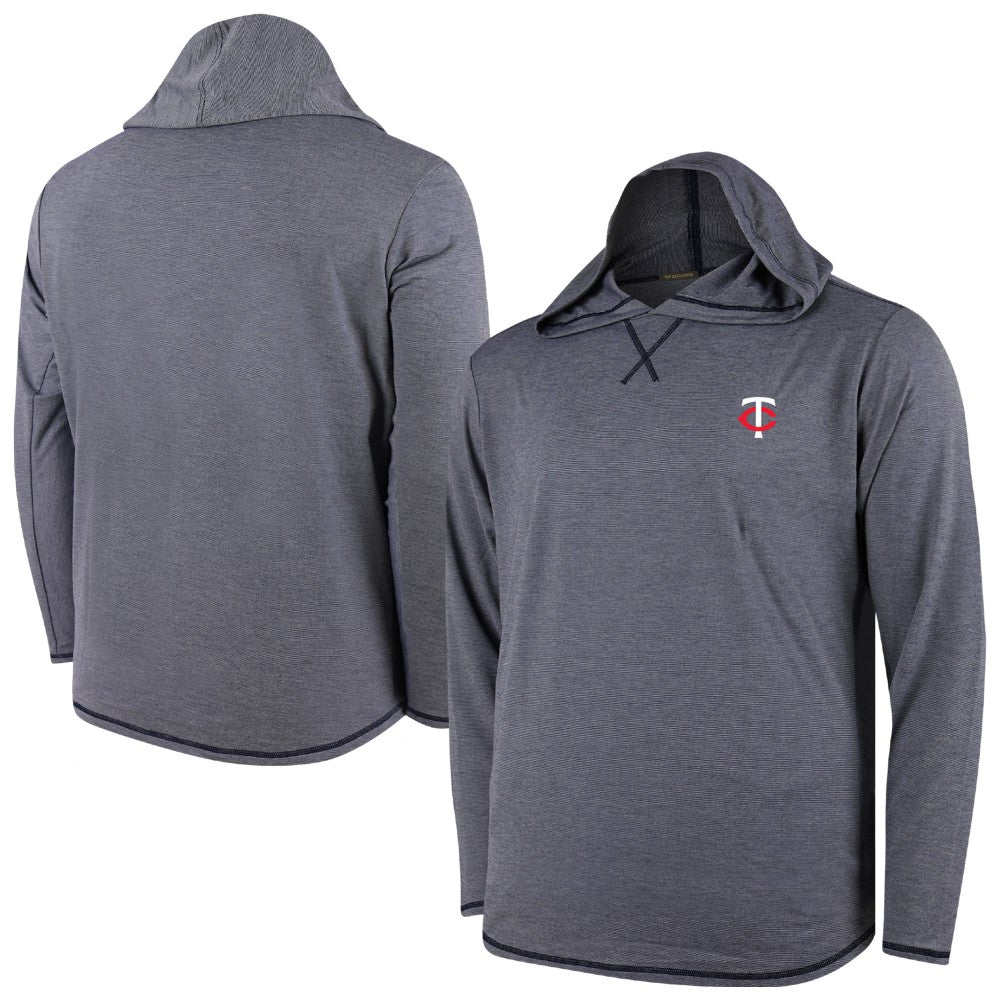 Navy Minnesota Twins Butter Stripe Tri-Blend Long Sleeve Hoodie T-Shirt - Navy