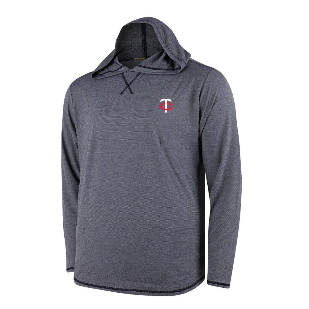 Navy Minnesota Twins Butter Stripe Tri-Blend Long Sleeve Hoodie T-Shirt - Navy