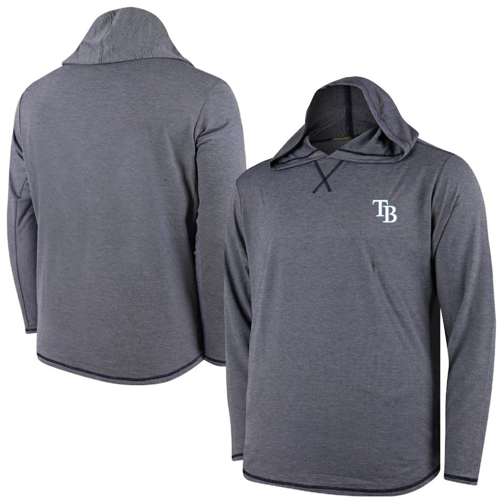 Navy Tampa Bay Rays Butter Stripe Tri-Blend Long Sleeve Hoodie T-Shirt - Navy
