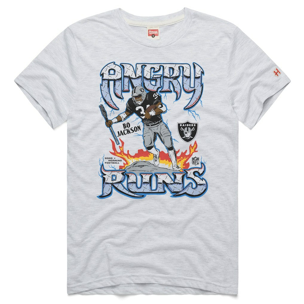 Bo Jackson  Homage Unisex Retro Angry Runs Tri-Blend T-Shirt - Las Vegas Raiders T-shirts