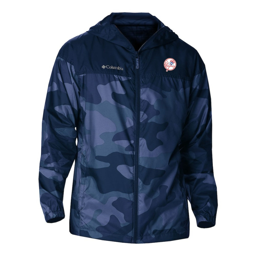 Navy New York Yankees Columbia Camo Flash Challenger Full-Zip Windbreaker Jacket