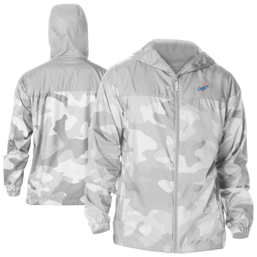 Gray Los Angeles Dodgers Columbia Camo Flash Challenger Full-Zip Windbreaker Jacket
