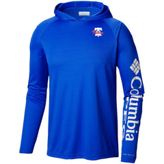 Royal Philadelphia Phillies Columbia Omni-Wick Terminal Tackle Raglan Long Sleeve Hoodie T-Shirt