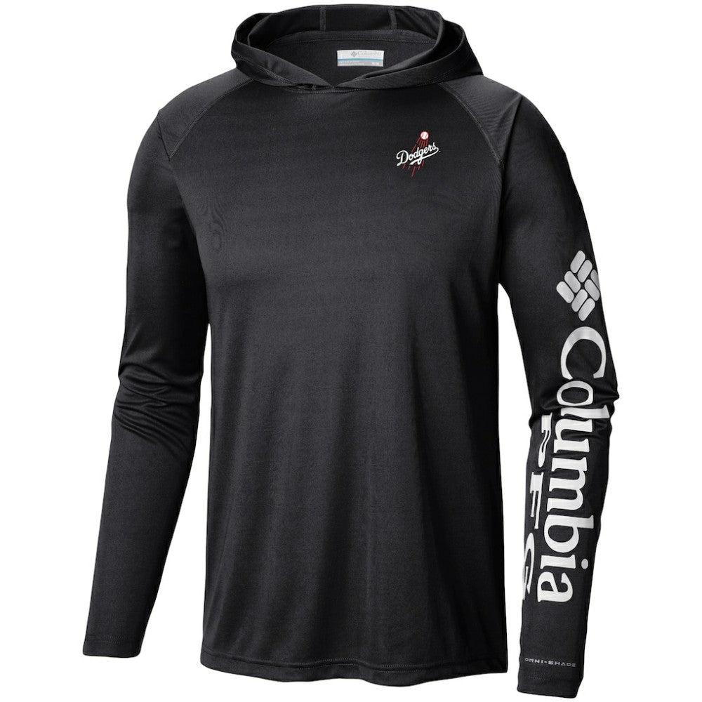 Black Los Angeles Dodgers Columbia Omni-Wick Terminal Tackle Raglan Long Sleeve Hoodie T-Shirt