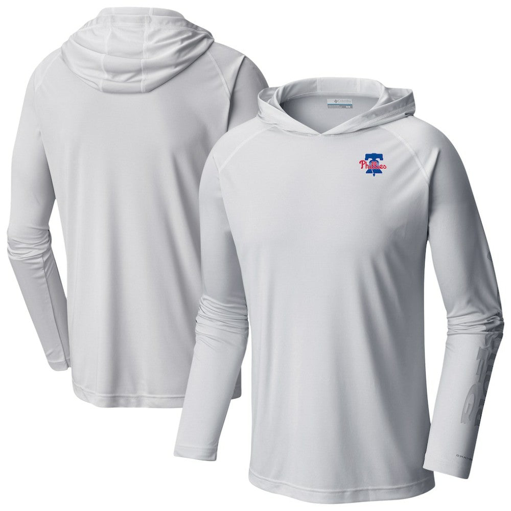 White Philadelphia Phillies Columbia Omni-Wick Terminal Tackle Raglan Long Sleeve Hoodie T-Shirt