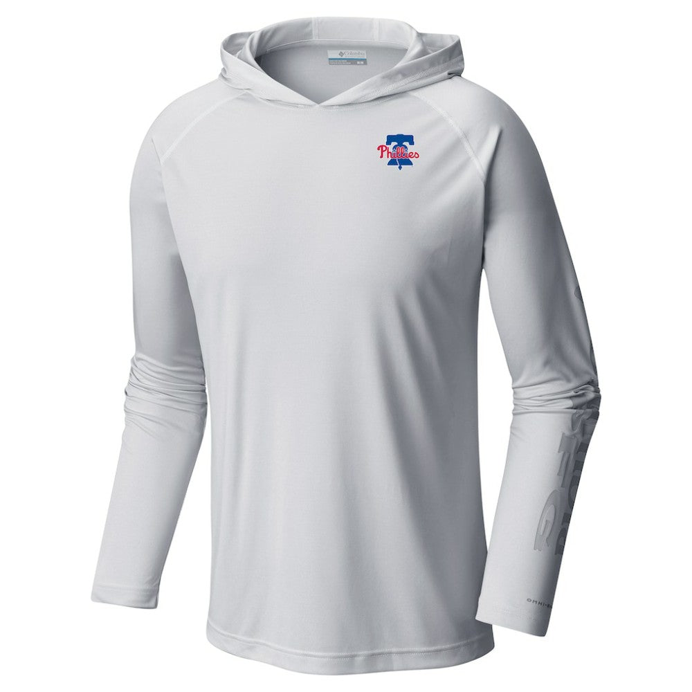 White Philadelphia Phillies Columbia Omni-Wick Terminal Tackle Raglan Long Sleeve Hoodie T-Shirt
