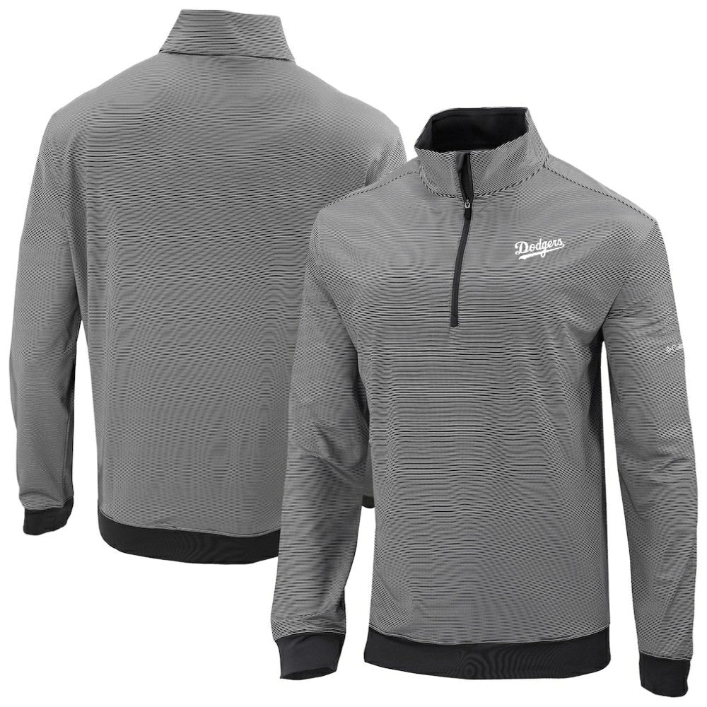 Black Los Angeles Dodgers Columbia Omni-Wick Even Lie Quarter-Zip Pullover Top